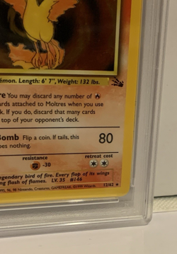 1999 Pokemon Fossil Moltres 12/62 Fossil Holo 1st Edition PSA 6 Card - Image 5