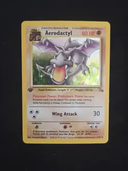 Pokemon TCG Aerodactyl Holo Rare 1st Edition Fossil Card 1/62 - Image 1