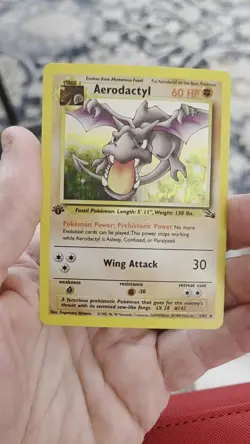 Pokemon TCG Aerodactyl Holo Rare 1st Edition Fossil Card 1/62 - Image 2