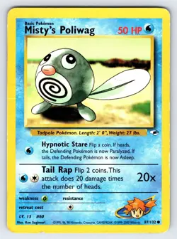 Misty's Poliwag 87/132 2000 Gym Heroes Pokemon Card Vintage WOTC Common - Hp - Image 1