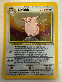 Pokemon TCG Card ~ CLEFABLE ~ 1/64 ~ Jungle Set ~ Unlimited ~ Holo Rare - Image 1
