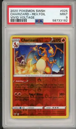 2020 Pokemon SWSH Vivid Voltage Charizard Reverse Foil Holo #025 PSA 9 - Image 1