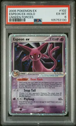 ESPEON EX 2005 Pokemon EX UNSEEN FORCES 102/115 - PSA 6 - Image 1