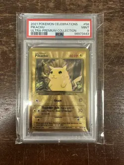 Pikachu (Gold Metal) Pokemon Celebrations Ultra Premium Collection PSA 9 MINT - Image 1