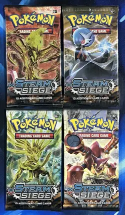 Pokemon XY 2016 Steam Siege Booster Pack Complete Artset Lot X4 Sealed Nm M - Image 1
