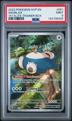 2023 POKEMON SVP EN-SV BLACK STAR PROMO | 151 ELITE TRAINER BOXSNORLAX 051 PSA 9 - Image 1