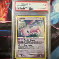 2007 POKEMON DIAMOND & PEARL SECRET WONDERS 15 MEW-HOLO PSA 5 - Image 1