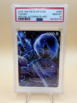 2025 ONE PIECE OP12-LEGACY OF THE MASTER SPECIAL ALTERNATE ART TASHIGI PSA 10 - Image 1