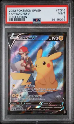 Pokemon TCG Pikachu v TG16/TG30 Lost Origin 2022 Full Art Holo Ultra Rare Card - Image 1