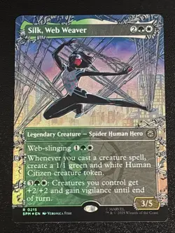 MTG Universes Beyond: Spider-man Silk, Web Weaver Borderless Foil 0215 NM Rare - Image 1
