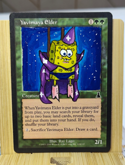 Yavimaya Elder Spongebob MTG Alter Art EDH Commander Magic The Gathering - Image 1