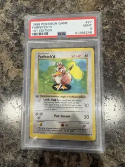 Pokemon Farfetch'd Base Set Shadowless 1st Edition Uncommon 027/102 PSA 9 - Image 1