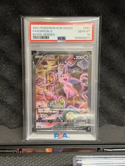 2021 POKEMON KOREAN SWORD & SHIELD EEVEE HEROES #081 FULL ART/ESPEON V PSA 10 - Image 1