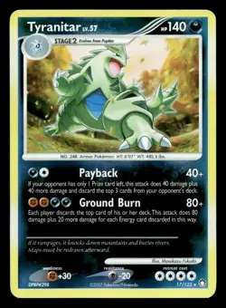 Tyranitar 17/123 Rare Mysterious Treasures Reverse Holo Pokemon LP - Image 1