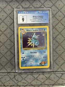 CGC 9 Misty's Seadra Prerelease Promo Pokemon Holo Gym Heroes Unlimited - Image 1