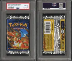 1999 Pokemon Base Set Unlimited Charizard Sealed Pack PSA 10 GEM MINT Thick Font - Image 2