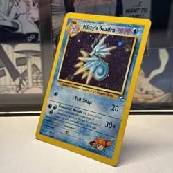 Pokemon TCG Misty's Seadra Holo Rare Gym Heroes Prerelease 9/132 DS - Image 3