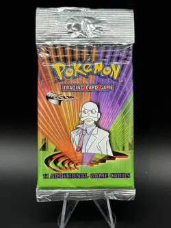 Pokemon Blain Gym Challenge Factory Sealed Unlimited Booster Pack WOTC 1999 - Image 1