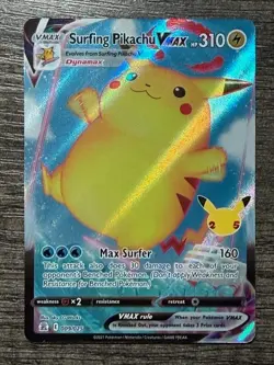 POKEMON FULL ART SURFING PIKACHU VMAX 009/025 ULTRA RARE + DARKRAI SLEEVE LP-NM - Image 1