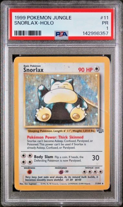 PSA 1 1999 Pokemon Jungle Snorlax 11/64 Holo Foil Rare WOTC - Image 1