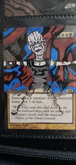 Mtg Hand Painted Altered Art Culling Sun Hellraiser Painting Artwork - Image 1