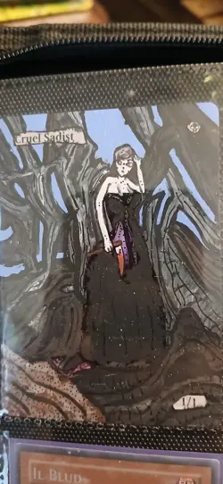 Mtg Hand Painted Altered Art Cruel Sadist Artwork Painting Art Horror - Image 1