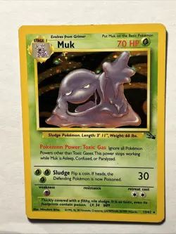 1999 Pokemon TCG MUK #13/62 Fossil Set Holo Rare Card Vintage WOTC MP - Image 3