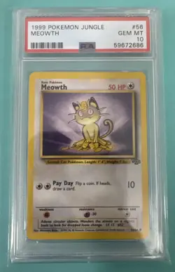 PSA 10 - 1999 Pokemon Jungle Meowth #56 - Image 1