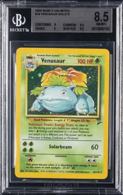 2000 POKEMON BASE SET 2 UNLIMITED HOLO #18/130 VENUSAUR BGS 8.5 - Image 1