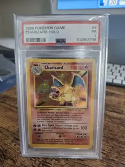 1999 POKEMON BASE SET UNLIMITED #4 CHARIZARD-HOLO PSA 1 - Image 1
