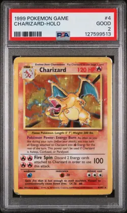 1999 Pokemon Game Charizard Holo PSA Good 2 #4 - Image 1