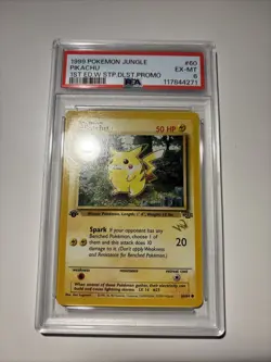 1999 Pokemon Jungle 1st Edition Pikachu Wizard Stamp Promo #60 PSA 6 - Image 1