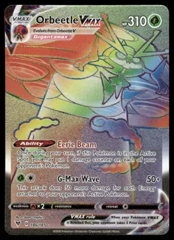 Pokemon Cards Orbeetle VMAX 186/185 Vivid Voltage Rare Rainbow NM - Image 1