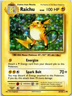 Raichu Rare XY - Evolutions Holo 36/108 Pokemon Card NM - Image 1