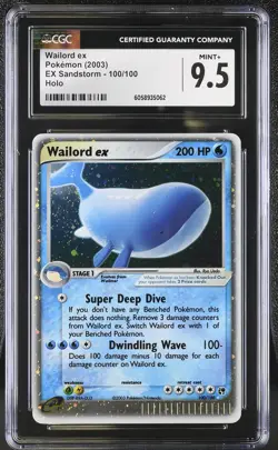 CGC 9.5 MINT+ Wailord ex 2003 EX Sandstorm 100/100 Holo Pokemon Card - Image 1