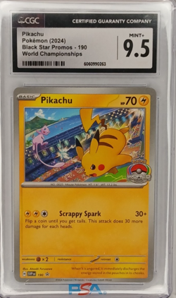 CGC 9.5 Pikachu #190 World Championships Black Star Promo Pokemon Card - Image 1
