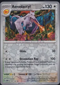Aerodactyl 142/165 Reverse Holo Scarlet & Violet 151 Pokemon Card TCG NM - Image 1