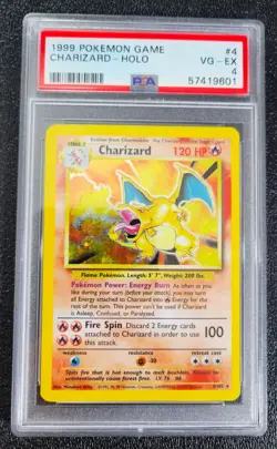 PSA 4 VG/EX 1999 CHARIZARD POKEMON GAME HOLO UNLIMITED BASE SET #4 G4119 - Image 1