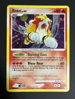Pokemon TCG Entei 4/132 D&P Secret Wonders Holo Rare LP+/NM - Image 1