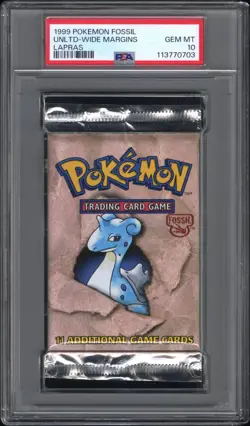 PSA 10 GEM MT 1999 POKEMON FOSSIL UNLIMITED LAPRAS ART SEALED BOOSTER PACK - Image 1
