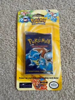 NEW FACTORY SEALED 1999 POKEMON BASE BLASTOISE BLISTER PACK FROM BOX EDGEFLIPPED - Image 1