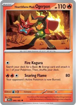 Hearthflame Mask Ogerpon SV10: Destined Rivals 044/182 Uncommon Reverse Holof... - Image 1