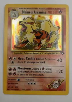 Pokemon Blaine's Arcanine Holo Rare Gym Challenge 1/132 90 HP Stage 1 Card - Image 1