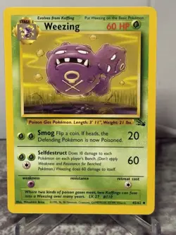 Weezing 45/62 Uncommon Fossil Unlimited Pokemon TCG Card HP 1999 Vintage WOTC NM - Image 1