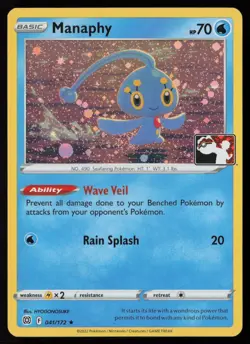 Pokemon Manaphy 041/172 Prize Pack Series Cards Cosmo Holo Pack Fresh - NM - Image 1