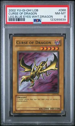 2002 YU-GI-OH! LOB-LEGEND OF BLUE EYES WHITE DRAGON #066 CURSE OF DRAGON PSA 8 - Image 1
