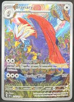 Pokemon TCG Braviary 214/191 Sv08: Surging Sparks Illustration Rare Holo Card - Image 1