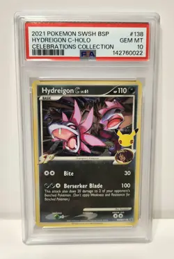 2021 Pokemon Celebrations PSA 10 GEM MINT #138 Hydreigon C Promo Card - Image 1