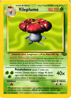 Pokemon TCG Vileplume Jungle Unlimited Rare Card 31/64 Regular HP - Image 1