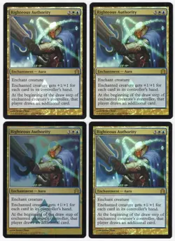 Righteous Authority x4 4x 2012 Return to Ravnica PLAYSET FOIL Rare MTG NM AZ1 - Image 1